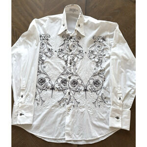 Angelino Men's Embroidered 100% Cotton Dress Shirt Size 18 36/37 Western Wear